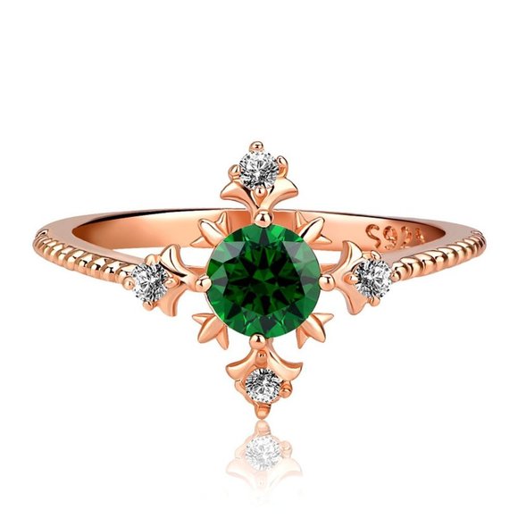 🎊Fashion Romantic Emerald CZ Zircon Simple Thin Ring for Women, EVGG1178 - Picture 1 of 2